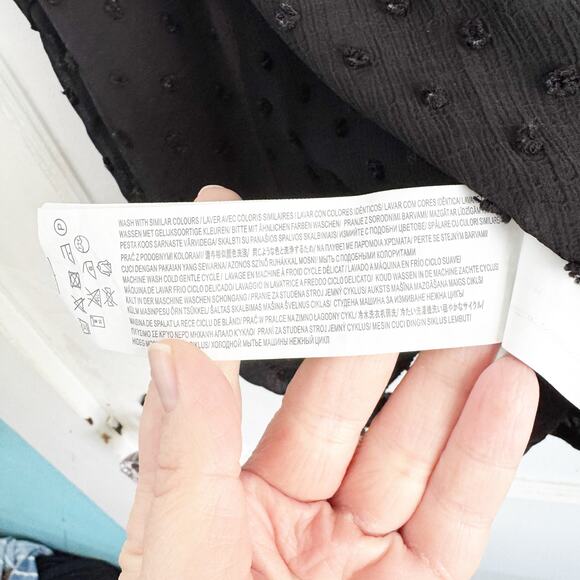 MINKPINK Swiss Dot Black Spaghetti Strap Tank Blouse Boho Bohemian Vibes Size L - Picture 9 of 11